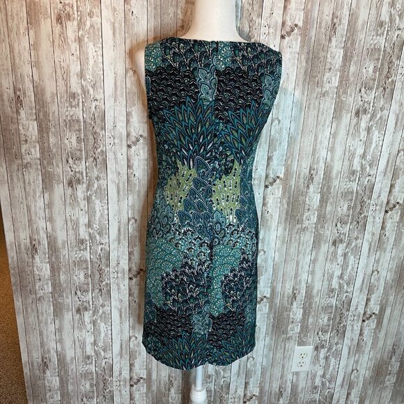 Connected Teal and White Sleeveless Dress size 6 - Picture 3 of 4